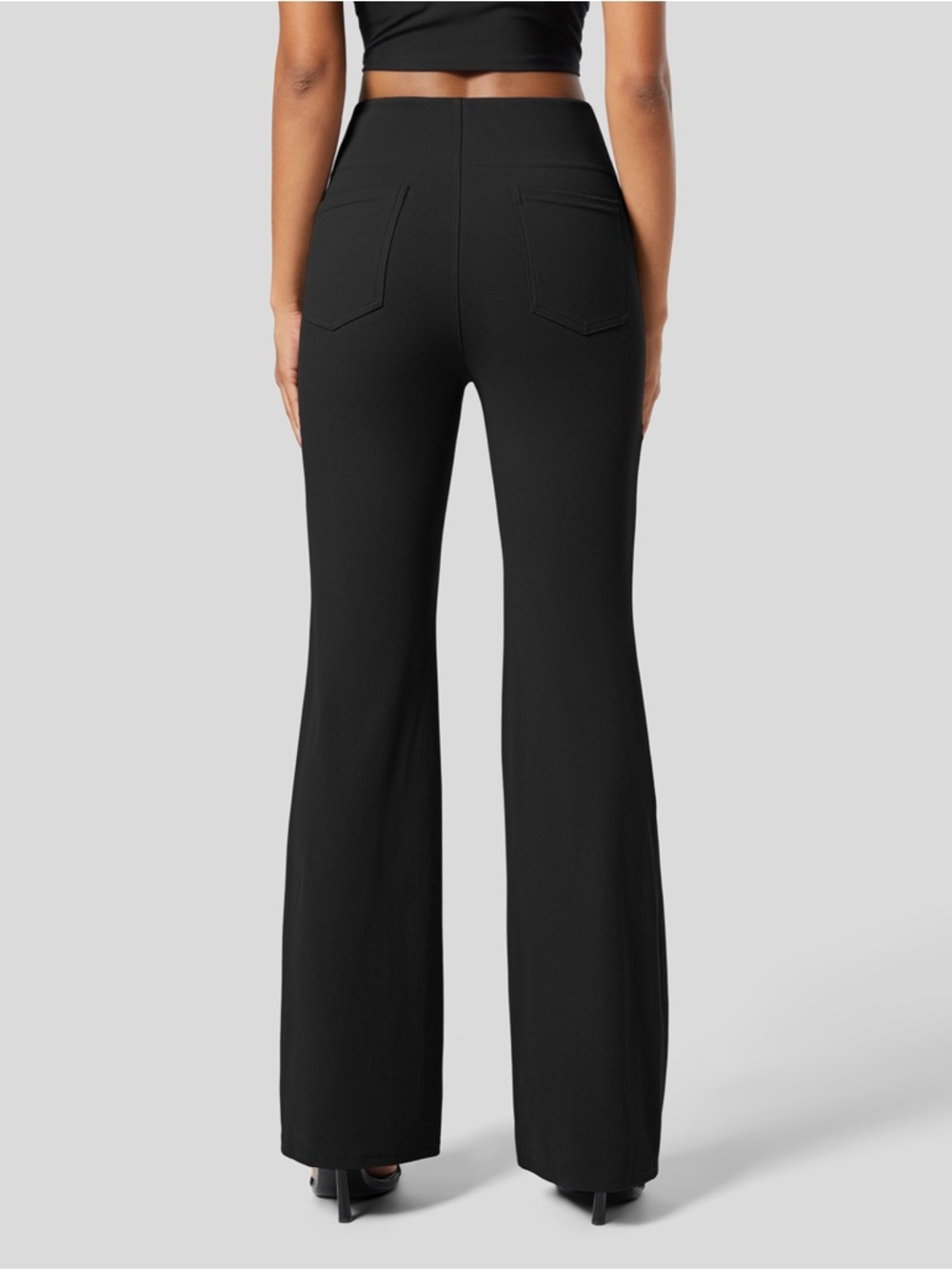 Halara Flex™ High Waisted Flare Work Pants Black Pull-On Stretch Medium - Picture 2 of 5